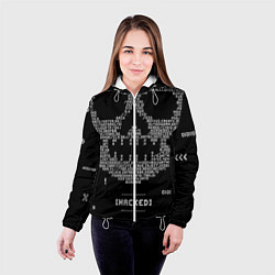Куртка с капюшоном женская Hacked skull, цвет: 3D-белый — фото 2