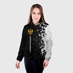 Куртка с капюшоном женская Администратор из России и герб РФ: по-вертикали, цвет: 3D-черный — фото 2