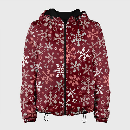 Женская куртка Новогодний узор из снежинок / 3D-Черный – фото 1