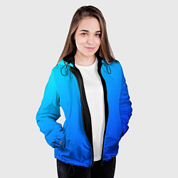 Куртка с капюшоном женская Голубо-бирюзовый градиент, цвет: 3D-черный — фото 2