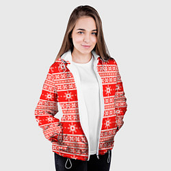 Куртка с капюшоном женская New Year snowflake pattern, цвет: 3D-белый — фото 2