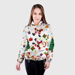 Куртка с капюшоном женская Танцы с Сантой возле ёлки, цвет: 3D-белый — фото 2