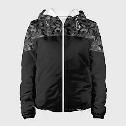 Куртка с капюшоном женская Простой черный и серые орхидеи, цвет: 3D-белый