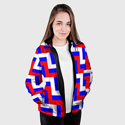 Куртка с капюшоном женская Плетение триколор, цвет: 3D-черный — фото 2