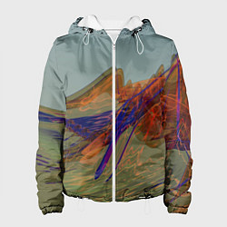 Куртка с капюшоном женская Волнообразные разноцветные музыкальные линии, цвет: 3D-белый