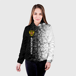 Куртка с капюшоном женская Архитектор из России и герб РФ: по-вертикали, цвет: 3D-черный — фото 2