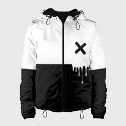 Куртка с капюшоном женская Черно-белый X, цвет: 3D-черный