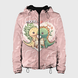 Куртка с капюшоном женская Миссис и Мистр Влюбленные динозавры, цвет: 3D-черный
