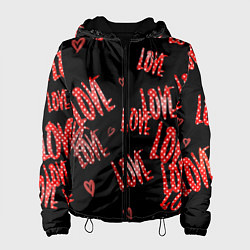 Куртка с капюшоном женская Паттерн любовь, цвет: 3D-черный