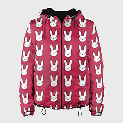 Куртка с капюшоном женская Bunny Pattern red, цвет: 3D-черный