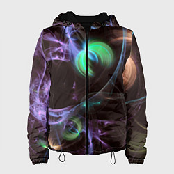 Куртка с капюшоном женская Магические фиолетовые волны и цветные космические, цвет: 3D-черный