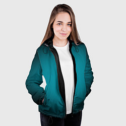 Куртка с капюшоном женская Темно-бирюзовый градиент, цвет: 3D-черный — фото 2
