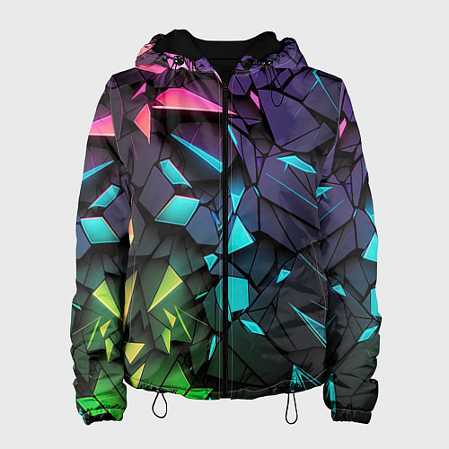 Женская куртка Неоновые абстрактные каменные плиты / 3D-Черный – фото 1