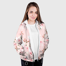 Куртка с капюшоном женская Нежные лепестки, цвет: 3D-белый — фото 2
