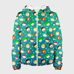 Куртка с капюшоном женская Южный Парк - паттерн персонажи, цвет: 3D-белый