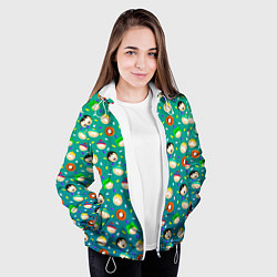 Куртка с капюшоном женская Южный Парк - паттерн персонажи, цвет: 3D-белый — фото 2