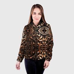 Куртка с капюшоном женская Золотой узор - паттерн, цвет: 3D-черный — фото 2