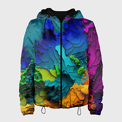 Куртка с капюшоном женская Взрыв красок, цвет: 3D-черный