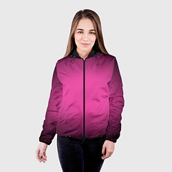 Куртка с капюшоном женская Кислотный розовый с градиентом, цвет: 3D-черный — фото 2
