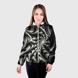 Куртка с капюшоном женская Abstract fractal grey, цвет: 3D-белый — фото 2