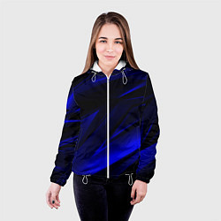 Куртка с капюшоном женская Geometry blue stripes, цвет: 3D-белый — фото 2