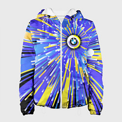 Куртка с капюшоном женская BMW - neon pattern - Germany, цвет: 3D-белый