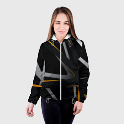 Куртка с капюшоном женская Спортивная геометрия полосы, цвет: 3D-белый — фото 2