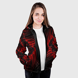 Куртка с капюшоном женская Red vortex pattern, цвет: 3D-черный — фото 2