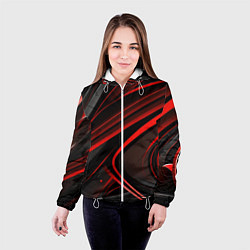 Куртка с капюшоном женская Black and red abstract, цвет: 3D-белый — фото 2