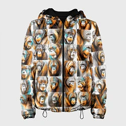 Куртка с капюшоном женская Орангутаны, цвет: 3D-черный