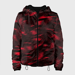 Куртка с капюшоном женская Абстракт красного, цвет: 3D-черный