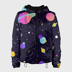 Куртка с капюшоном женская Разнообразие галактики, цвет: 3D-черный