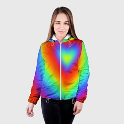 Куртка с капюшоном женская Сердце - радужный градиент, цвет: 3D-белый — фото 2