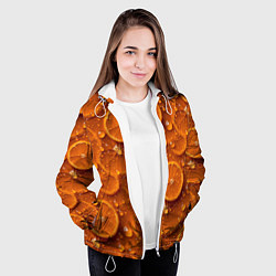 Куртка с капюшоном женская Сочная текстура из долек апельсина, цвет: 3D-белый — фото 2
