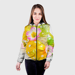 Куртка с капюшоном женская Пасхальные яйца и цветы, цвет: 3D-черный — фото 2