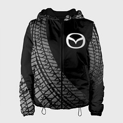 Куртка с капюшоном женская Mazda tire tracks, цвет: 3D-черный