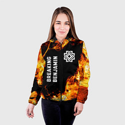 Куртка с капюшоном женская Breaking Benjamin и пылающий огонь, цвет: 3D-черный — фото 2