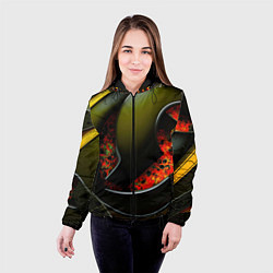 Куртка с капюшоном женская Зеленые объемные объекты, цвет: 3D-черный — фото 2