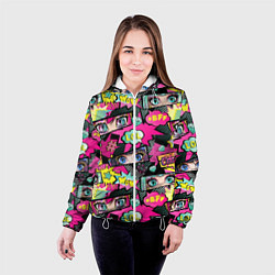 Куртка с капюшоном женская Глаза аниме-девушки: cool pattern, цвет: 3D-белый — фото 2
