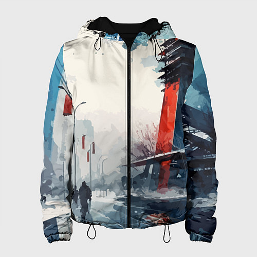 Женская куртка Наш город - коллекция Бело-сине-красный - Хуф и Ся / 3D-Черный – фото 1