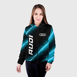 Куртка с капюшоном женская Audi неоновые лампы, цвет: 3D-черный — фото 2