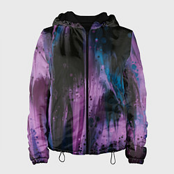 Куртка с капюшоном женская Фиолетовые абстрактные тени, цвет: 3D-черный