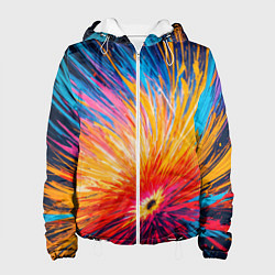 Куртка с капюшоном женская Абстрактный цветок, цвет: 3D-белый