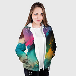 Куртка с капюшоном женская Абстрактный туман, цвет: 3D-белый — фото 2