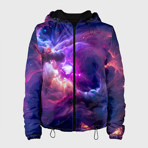 Женская куртка Небула в космосе в фиолетовых тонах - нейронная се / 3D-Черный – фото 1