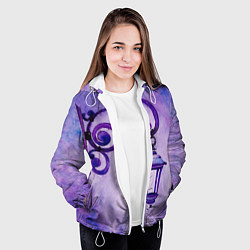 Куртка с капюшоном женская Уличный фиолетовый фонарь, цвет: 3D-белый — фото 2