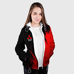 Куртка с капюшоном женская Mitsubishi red - red sport, цвет: 3D-белый — фото 2