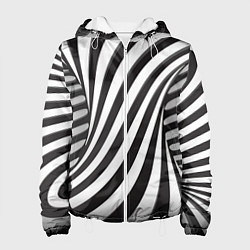 Куртка с капюшоном женская Полосатая зебра, цвет: 3D-белый