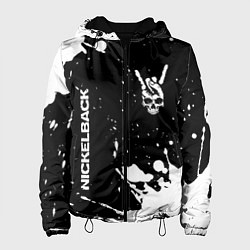 Куртка с капюшоном женская Nickelback и рок символ на темном фоне, цвет: 3D-черный