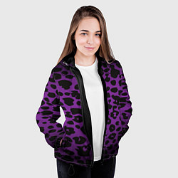 Куртка с капюшоном женская Фиолетовый леопард, цвет: 3D-черный — фото 2